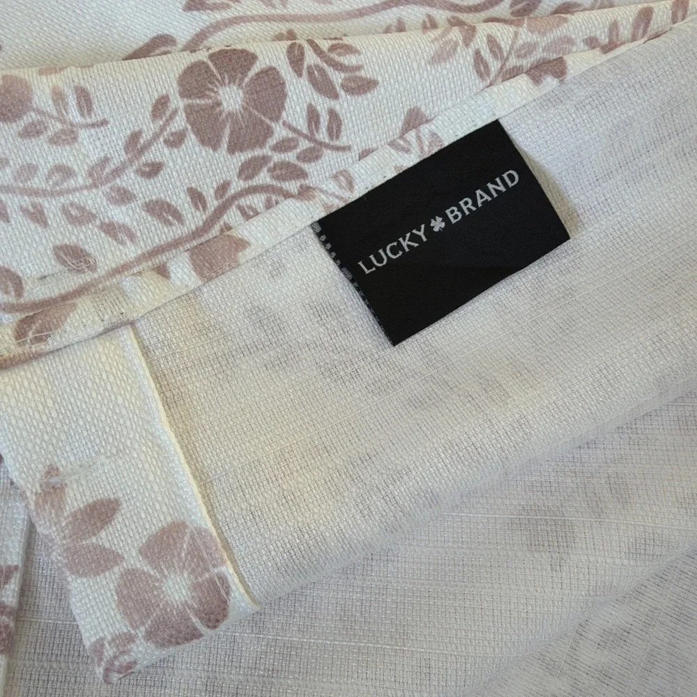 Lucky Brand Shower Curtain Rose Pink Floral Wreath 72x72 Recycled Cotton New